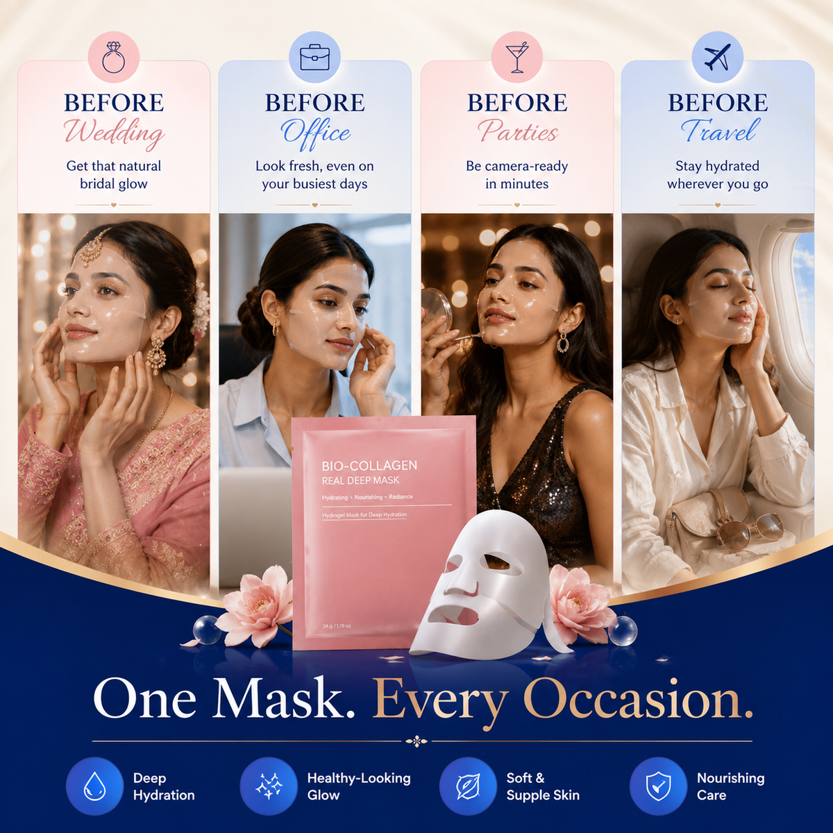Bio-Collagen Face Mask | Instant Glass Glow & Deep Hydration