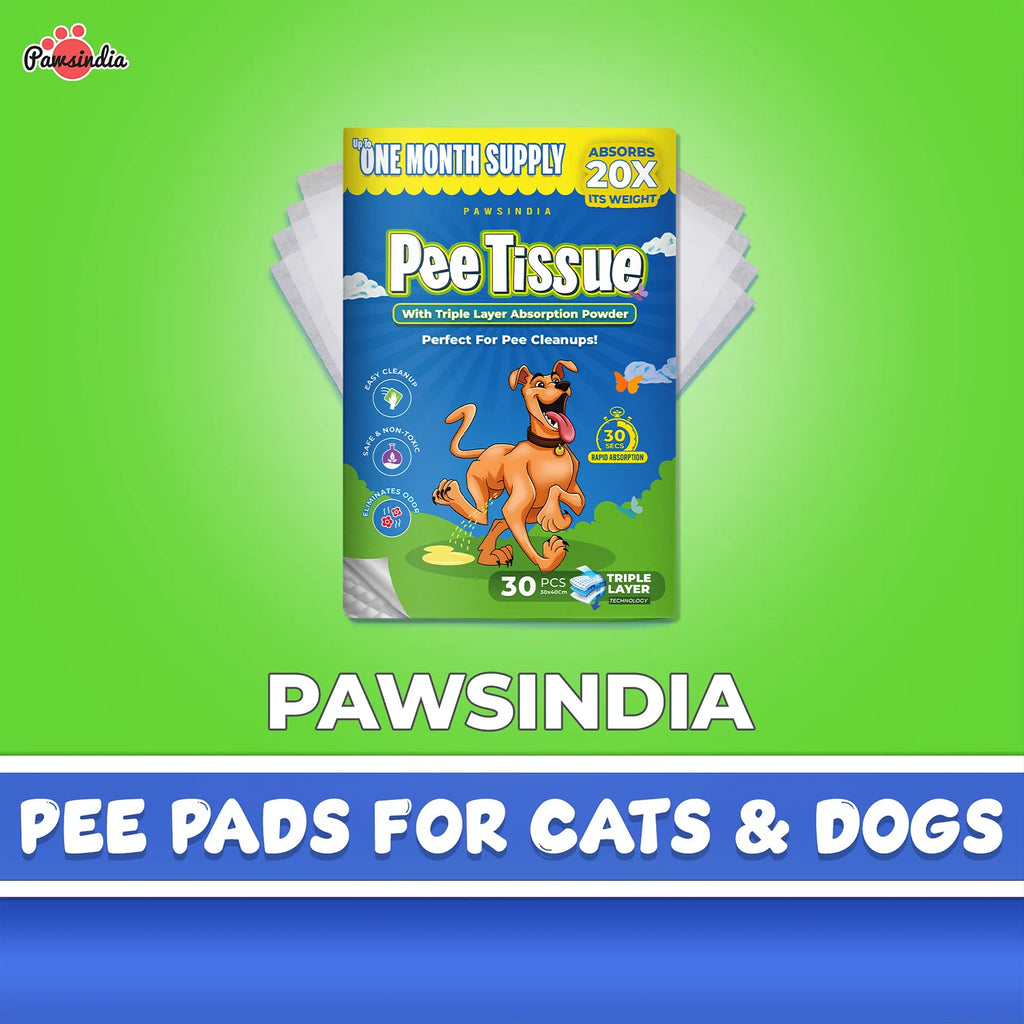 Pawsindia Pet Pee Pads for Dogs & Cats | Triple Layer Leak-Proof Training Pads | Super Absorbent | Odor Control | Disposable Pee Tissue | 30 PCS (30 x 40 cm)
