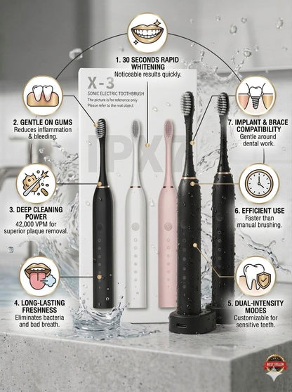 Sonic Electric Toothbrush X-3 – 5 Cleaning Modes for Plaque, Whitening & Sensitive Teeth