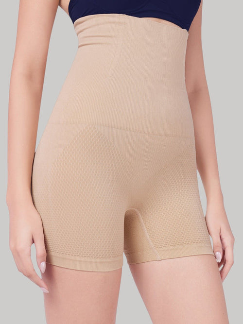Women's High Waist Seamless Tummy Tucker Shapewear Shorts | Slimming Body Shaper | Waist & Hip Control Panty | Skin Color