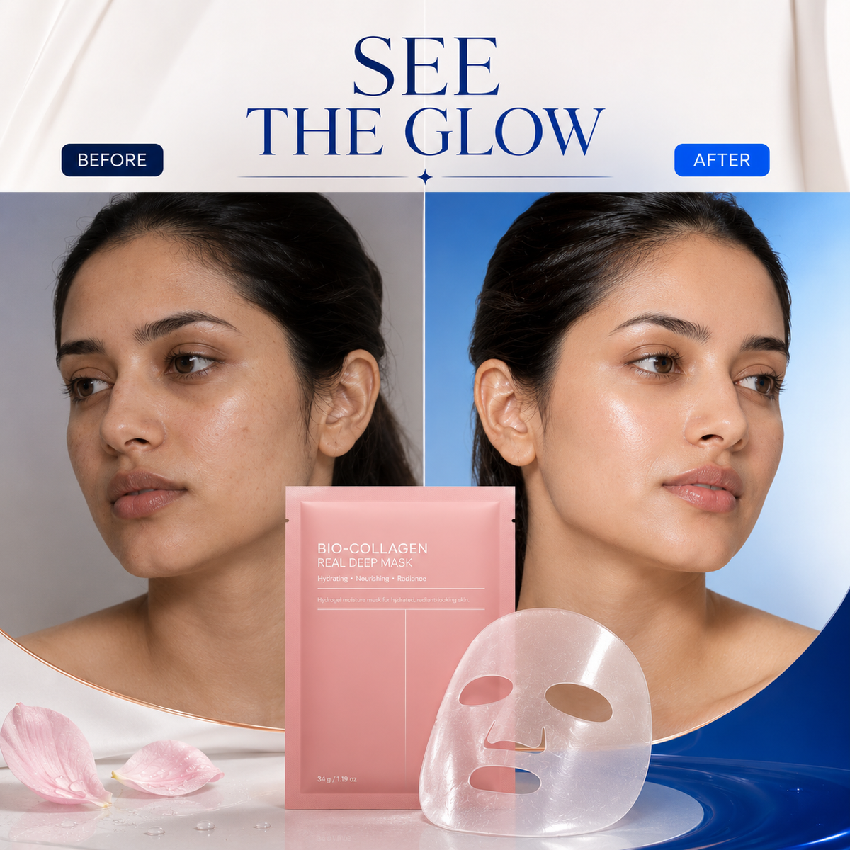 Bio-Collagen Face Mask | Instant Glass Glow & Deep Hydration